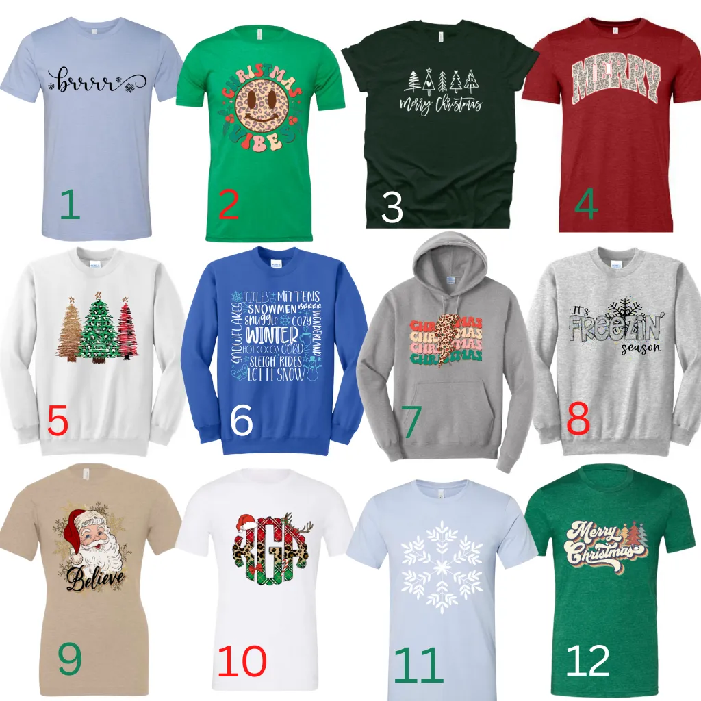 2022 Holiday Short Sleeve Tee - 12 Designs Choice