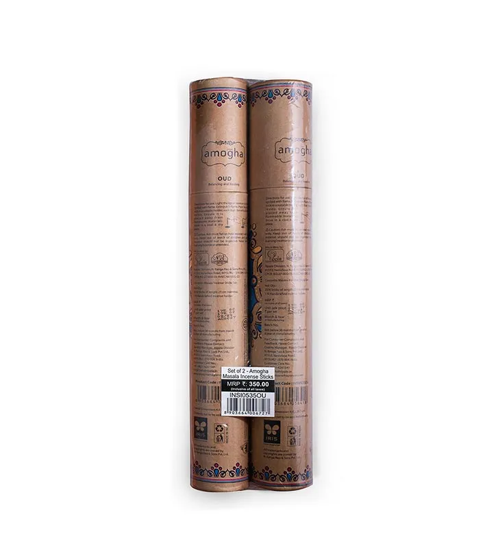 Amogha Masala Incense Sticks | White Prints | Set Of 2| 11 inches