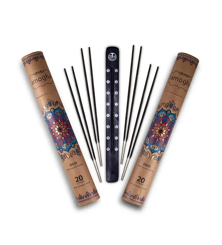 Amogha Masala Incense Sticks | White Prints | Set Of 2| 11 inches