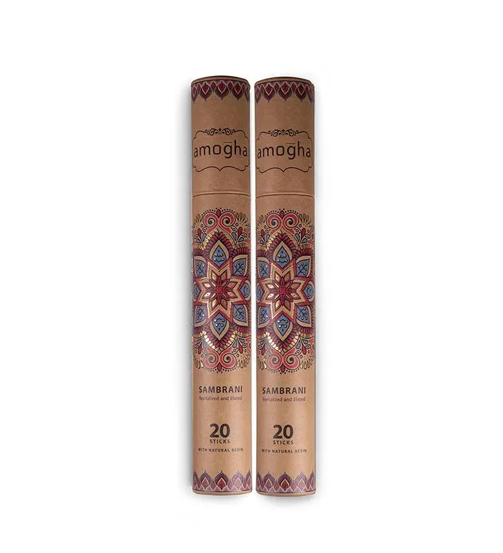 Amogha Masala Incense Sticks | White Prints | Set Of 2| 11 inches