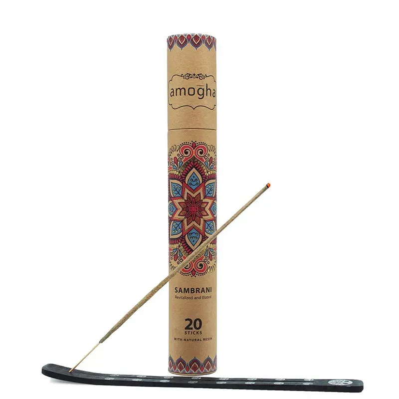 Amogha Masala Incense Sticks | White Prints | Set Of 2| 11 inches