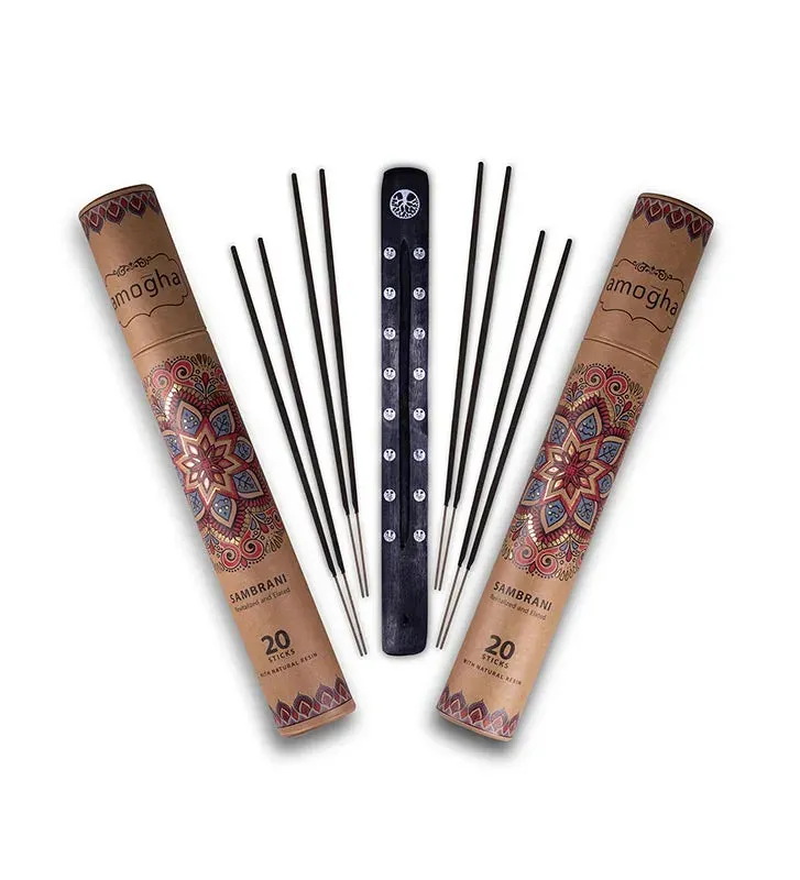 Amogha Masala Incense Sticks | White Prints | Set Of 2| 11 inches