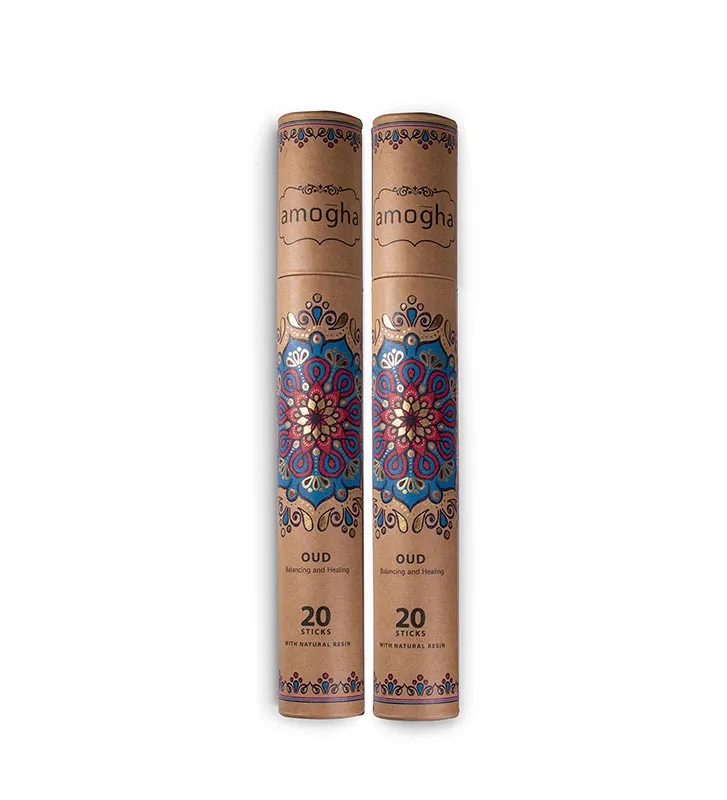 Amogha Masala Incense Sticks | White Prints | Set Of 2| 11 inches