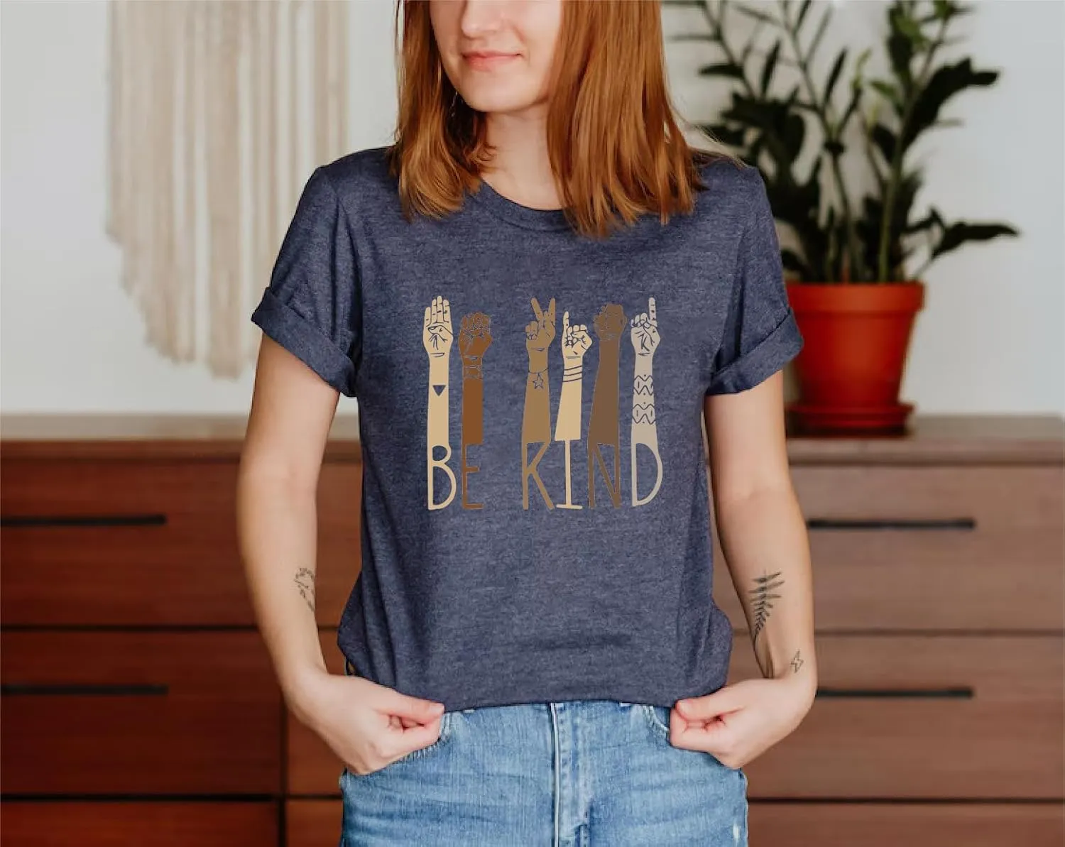 Be Kind Shirt - Graphic Tees with Positive Message, Inspirational Kindness & Love Shirts, Anti-Racism Tee