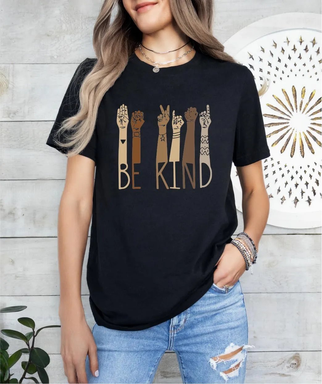 Be Kind Shirt - Graphic Tees with Positive Message, Inspirational Kindness & Love Shirts, Anti-Racism Tee