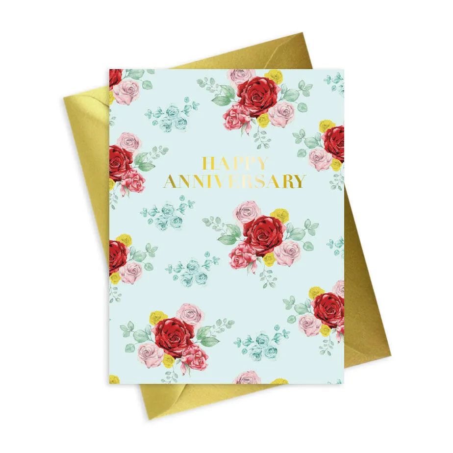 Bright Blooms Foiled Happy Anniversary Card BB039