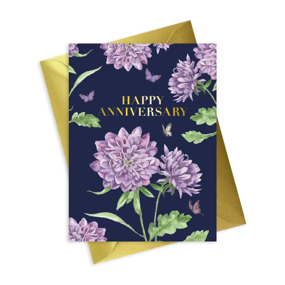 Bright Blooms Foiled Happy Anniversary Card