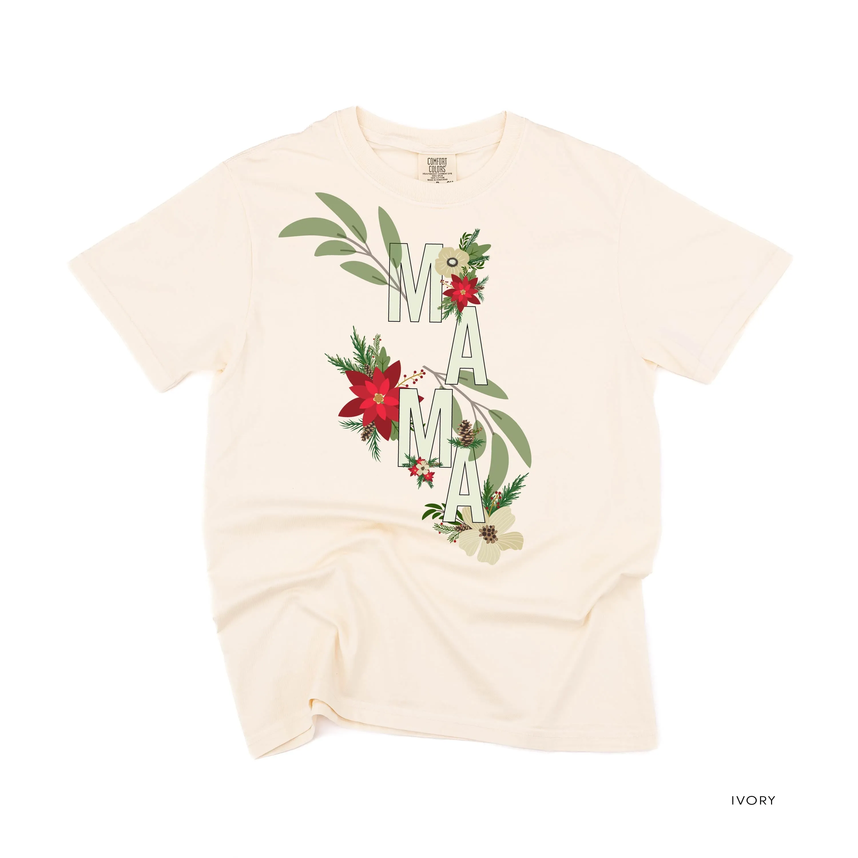 Christmas Floral Mama - Comfort Colors Tee