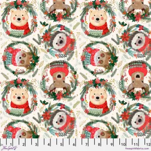 Christmas Squad - Fuzzy Friends in Ivory - Mia Charro - PWMC012.XIVORY - Half Yard