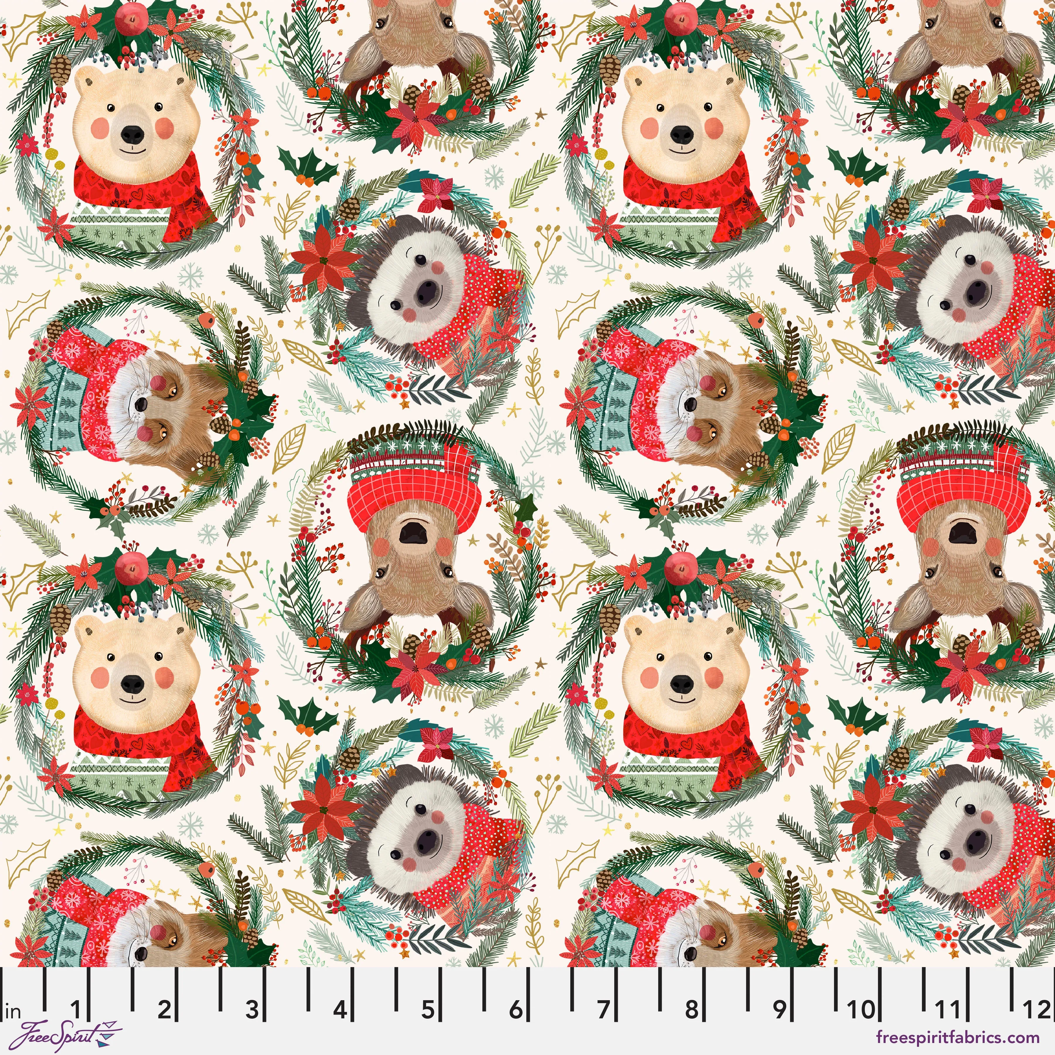 Christmas Squad - Fuzzy Friends in Ivory - Mia Charro - PWMC012.XIVORY - Half Yard