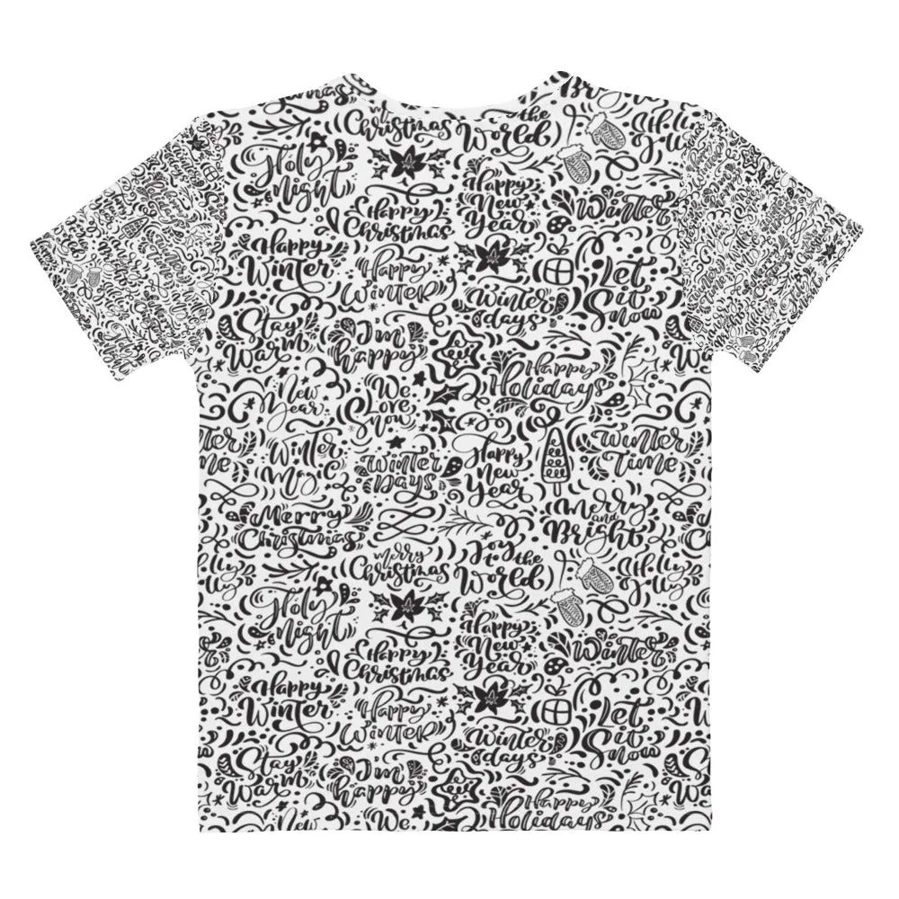 Christmas Typography Pattern Women's T-shirt