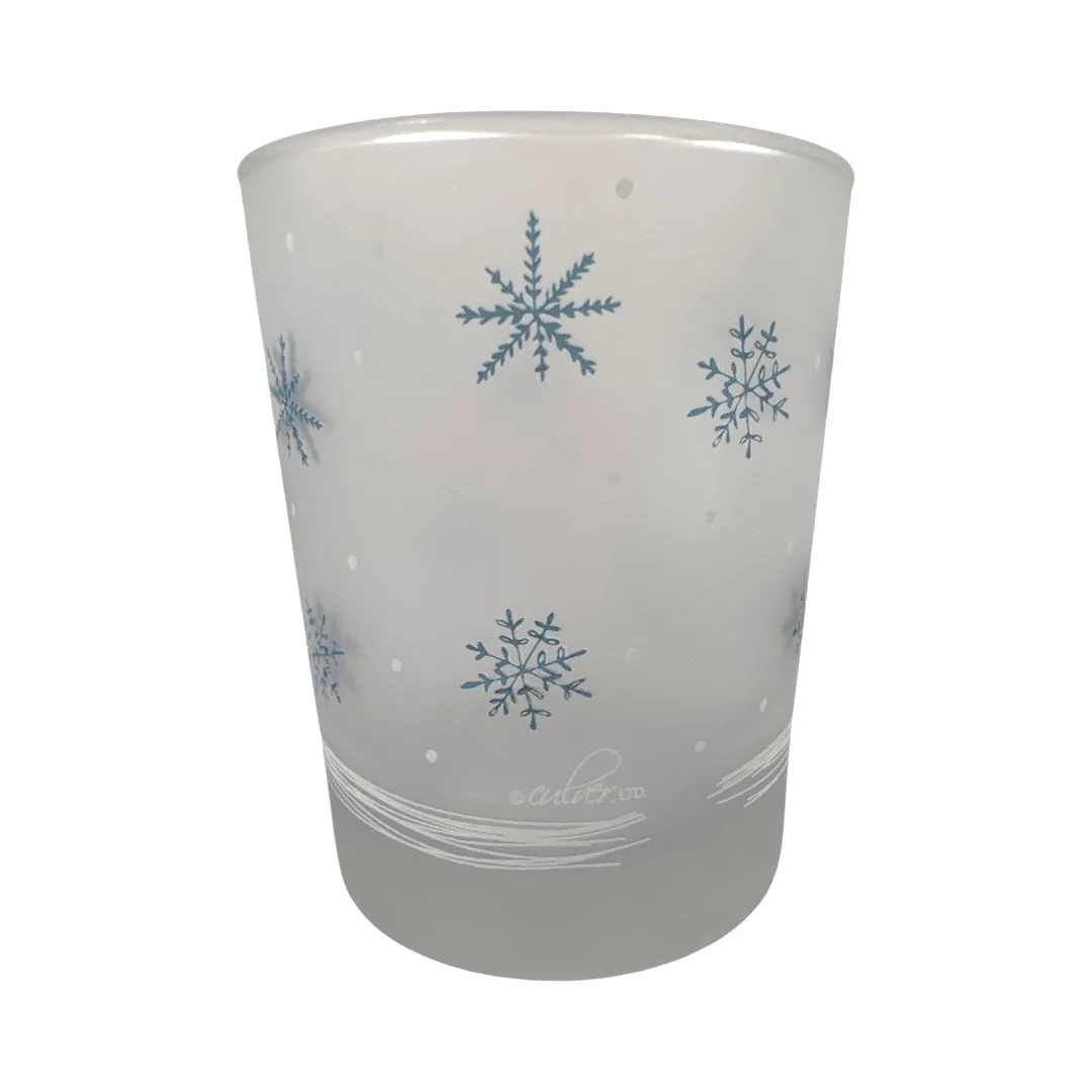 Culver Signed Mid-Century Holiday Snowman Double Old Fashion Glasses (Set of 4)