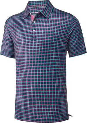 Mens Golf Shirt Moisture Wicking Dry Fit Print Performance Short Sleeve Polo Shirts for Men