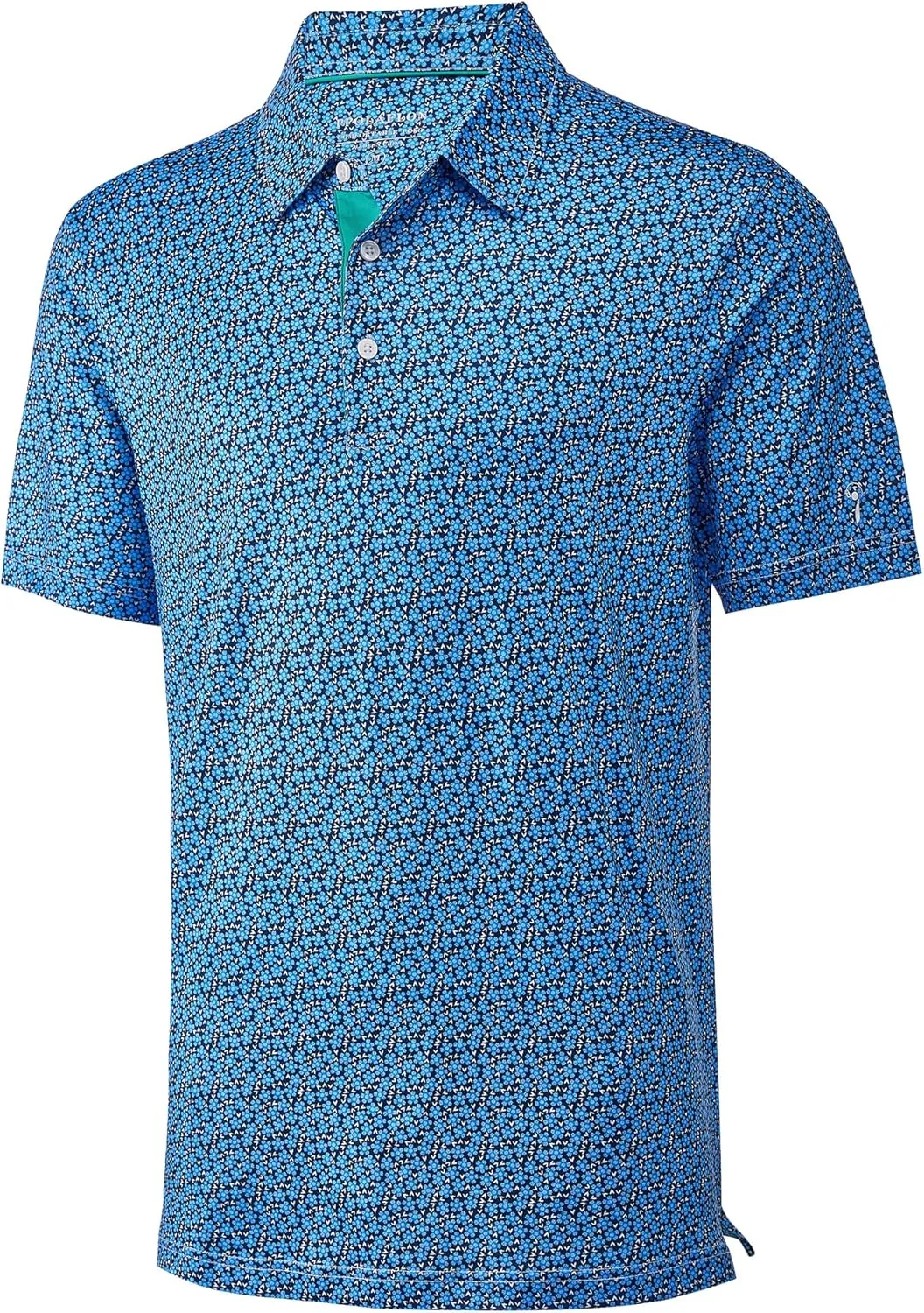 Mens Golf Shirt Moisture Wicking Dry Fit Print Performance Short Sleeve Polo Shirts for Men