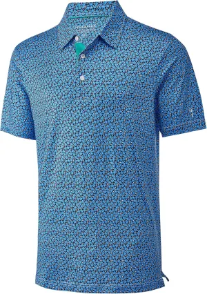 Mens Golf Shirt Moisture Wicking Dry Fit Print Performance Short Sleeve Polo Shirts for Men