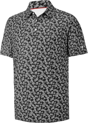 Mens Golf Shirt Short Sleeve Dry Fit Print Moisture Wicking Performance Patterns Collared Polo Shirt