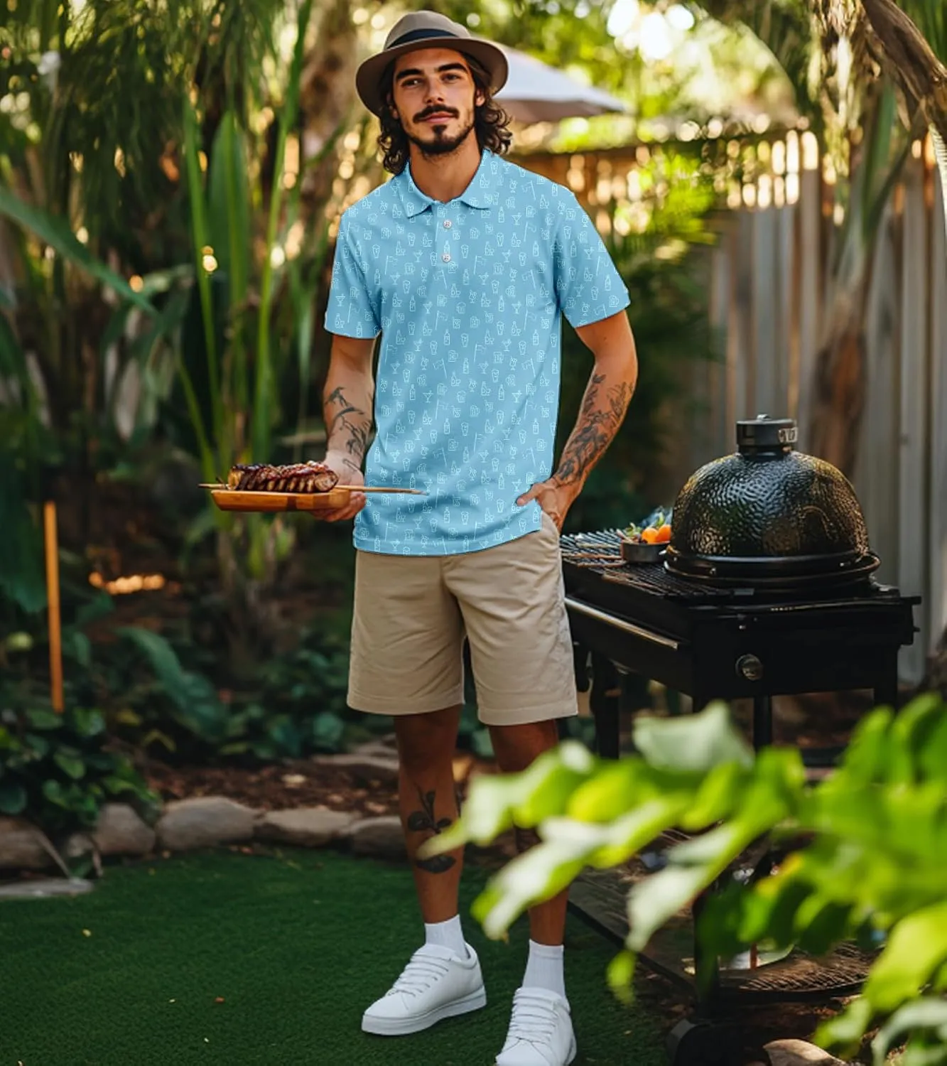Mens Polo Golf Shirts Funny Graphics Shorts Sleeve Button Shirts