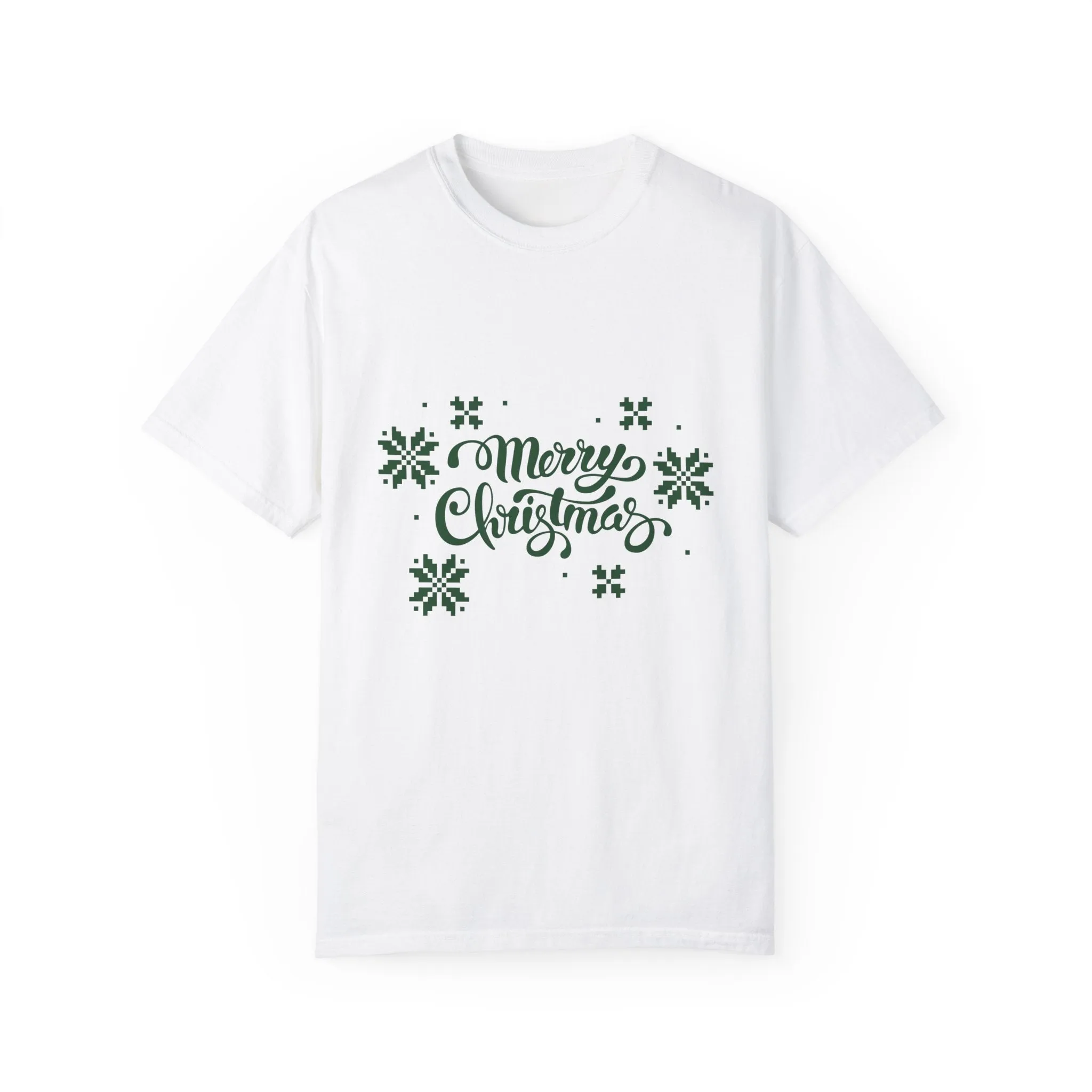 Merry Christmas Jacquard Unisex T-shirt with Italian Design print | Green | Giada Valenti | Christmas T-shirt | Christmas gift
