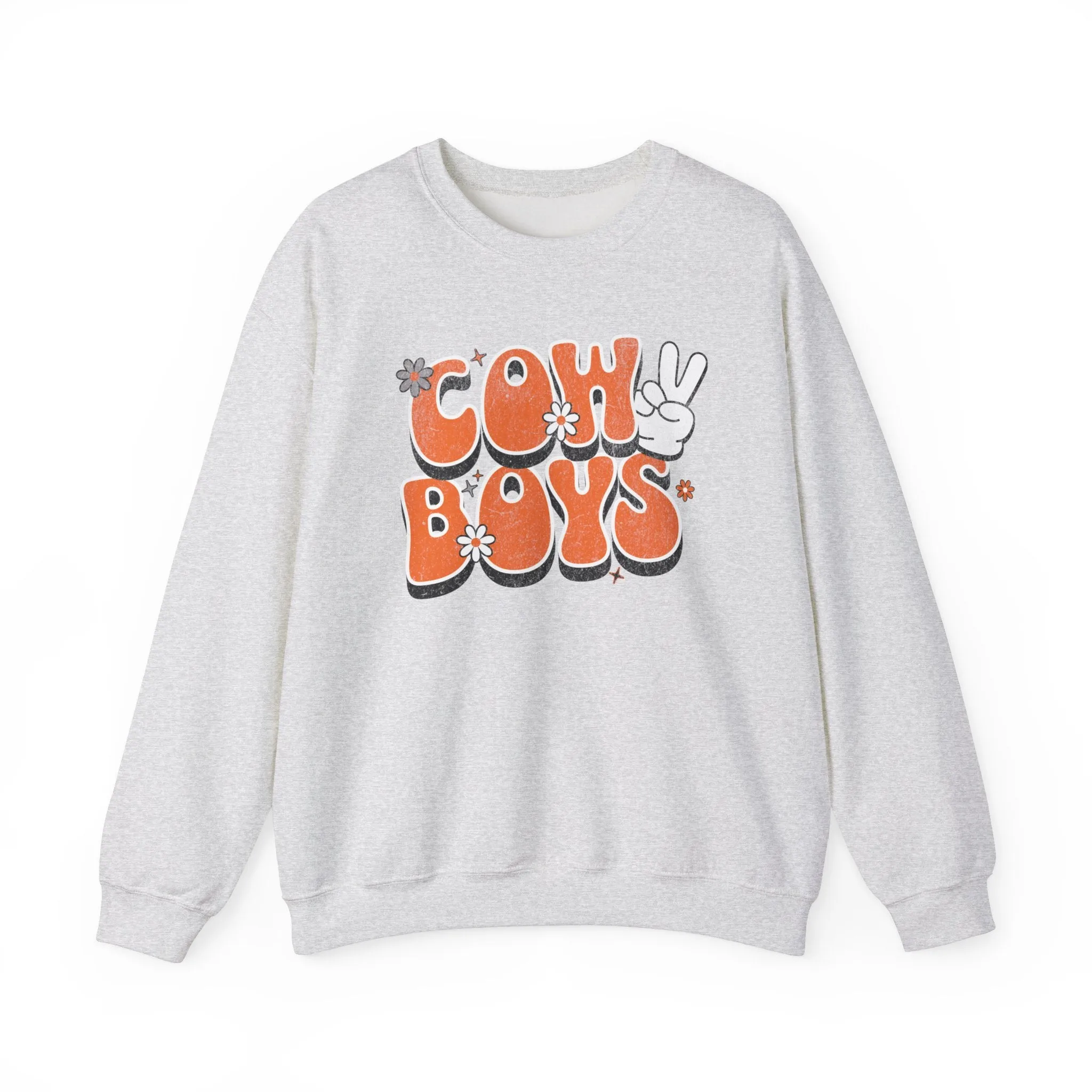 Oklahoma "Peace, Love, Cowboys" Sweatshirt | Cowboys Unisex Heavy Blend™ Crewneck Apparel | Boone Pickens Game Day Sweater