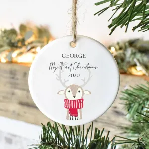 Personalised Baby 1st Christmas Bauble, Baby Christmas Ornament, My First Christmas, Reindeer Bauble, New Baby Christmas Gift, Baby 1st Xmas
