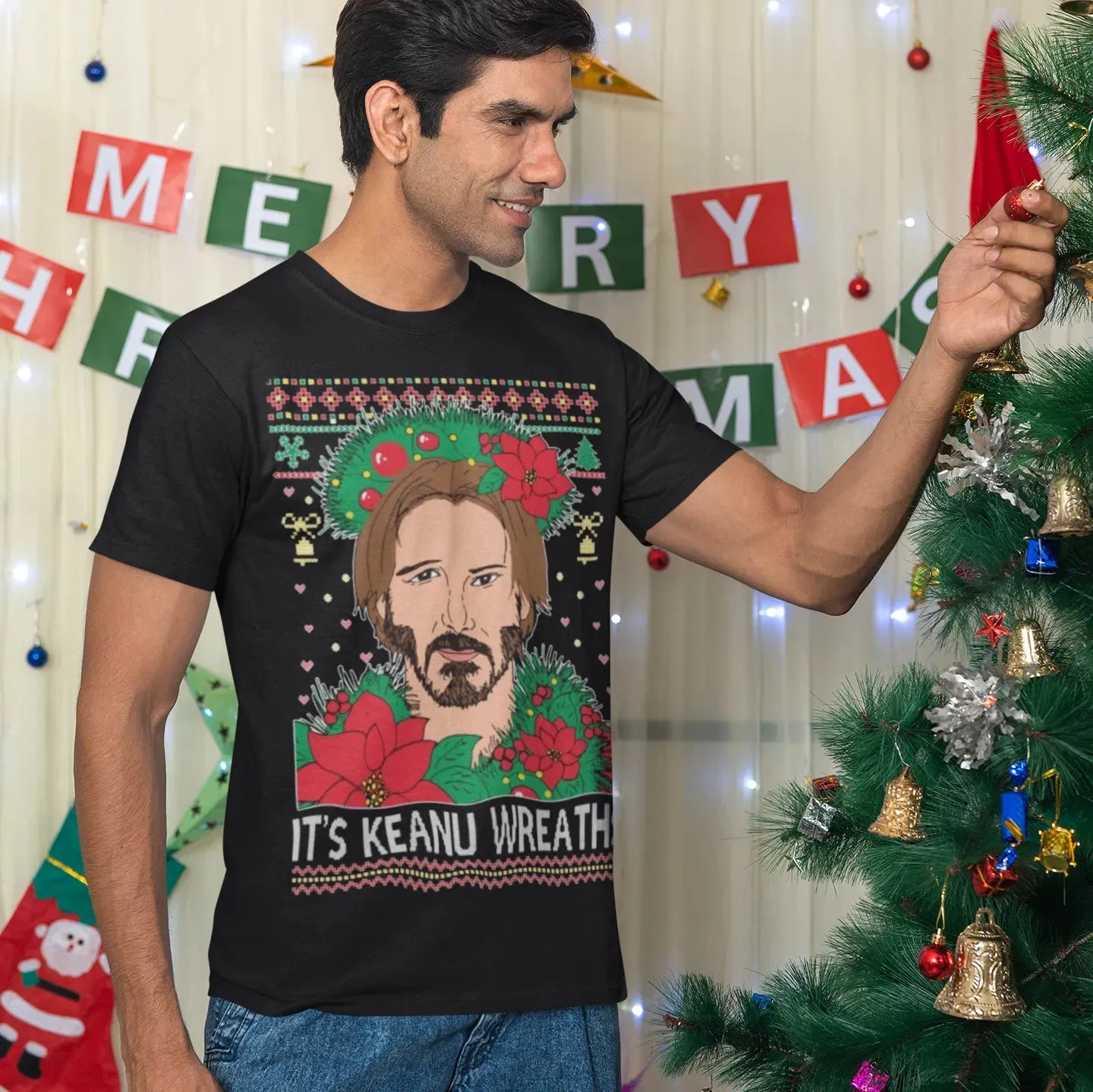 Ugly Christmas Graphic Crewneck Tshirt Its A Wreaths Christmas