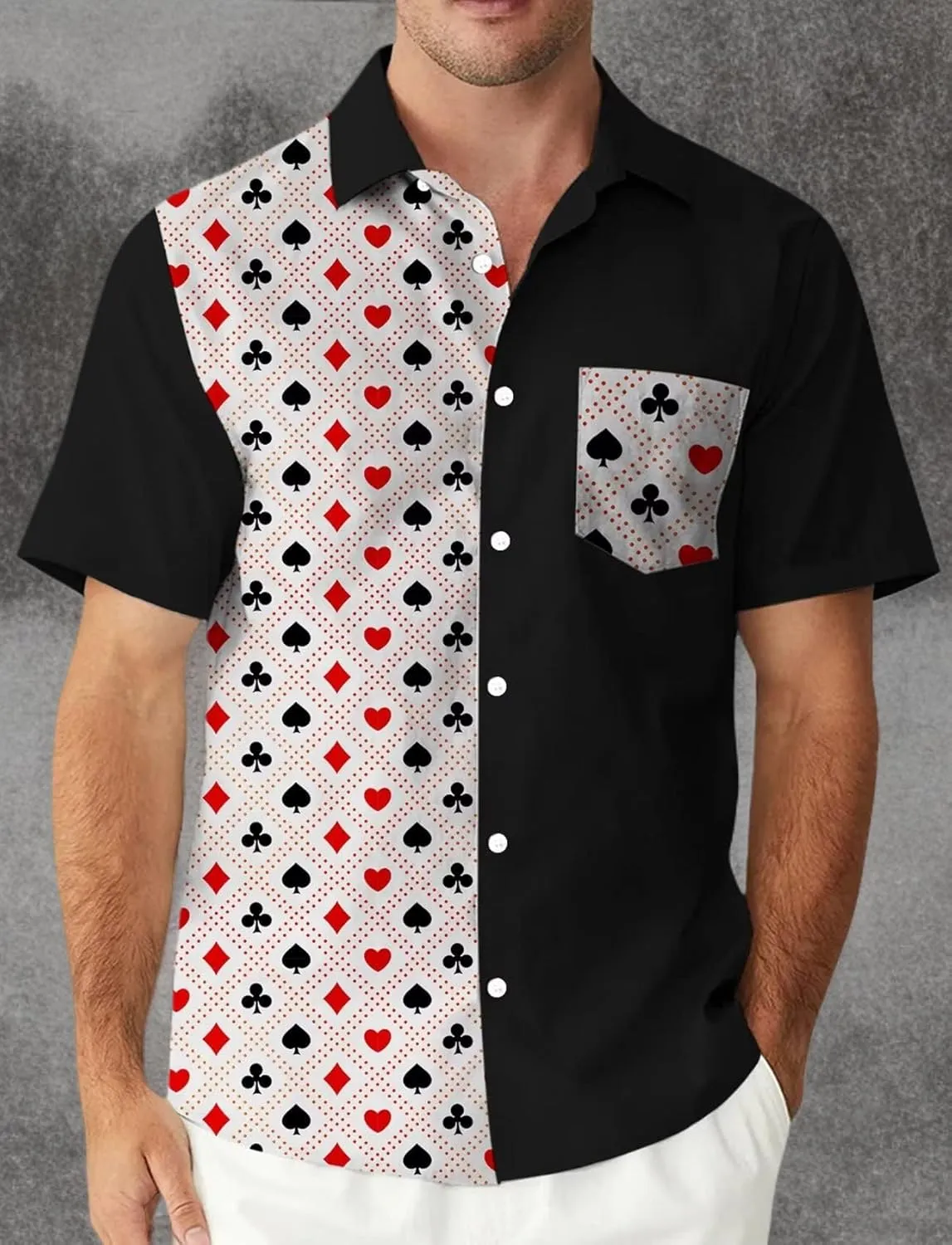 WHO IN SHOP Men's Hawaiian Shirt All Patterns Print Short Sleeve Button Down Shirts