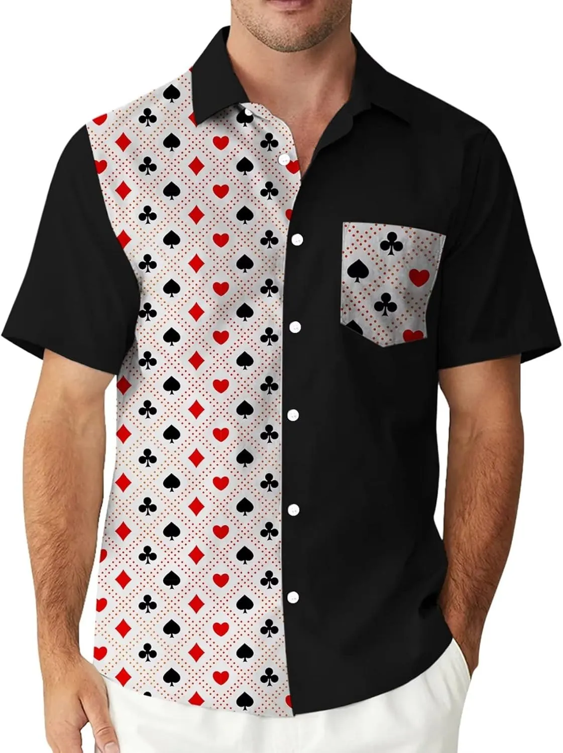 WHO IN SHOP Men's Hawaiian Shirt All Patterns Print Short Sleeve Button Down Shirts