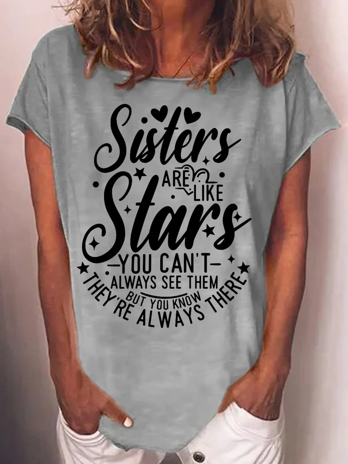 Womens Funny Sisters Casual T-Shirt
